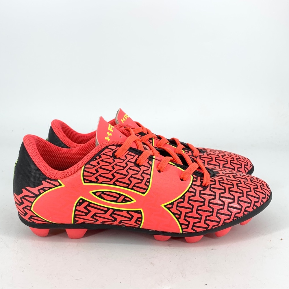 Under Armour Kids Toddler Size 13 Cleats Soccer Orange Black Logo Printed Lace